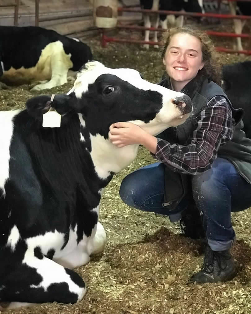 Hannah with her cow