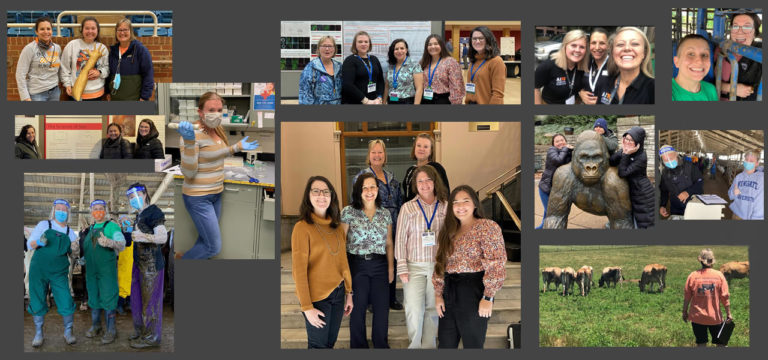 a collage of pictures that include Lannett Edwards and her lab members