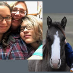 Cheryl Kojima with her family and horse