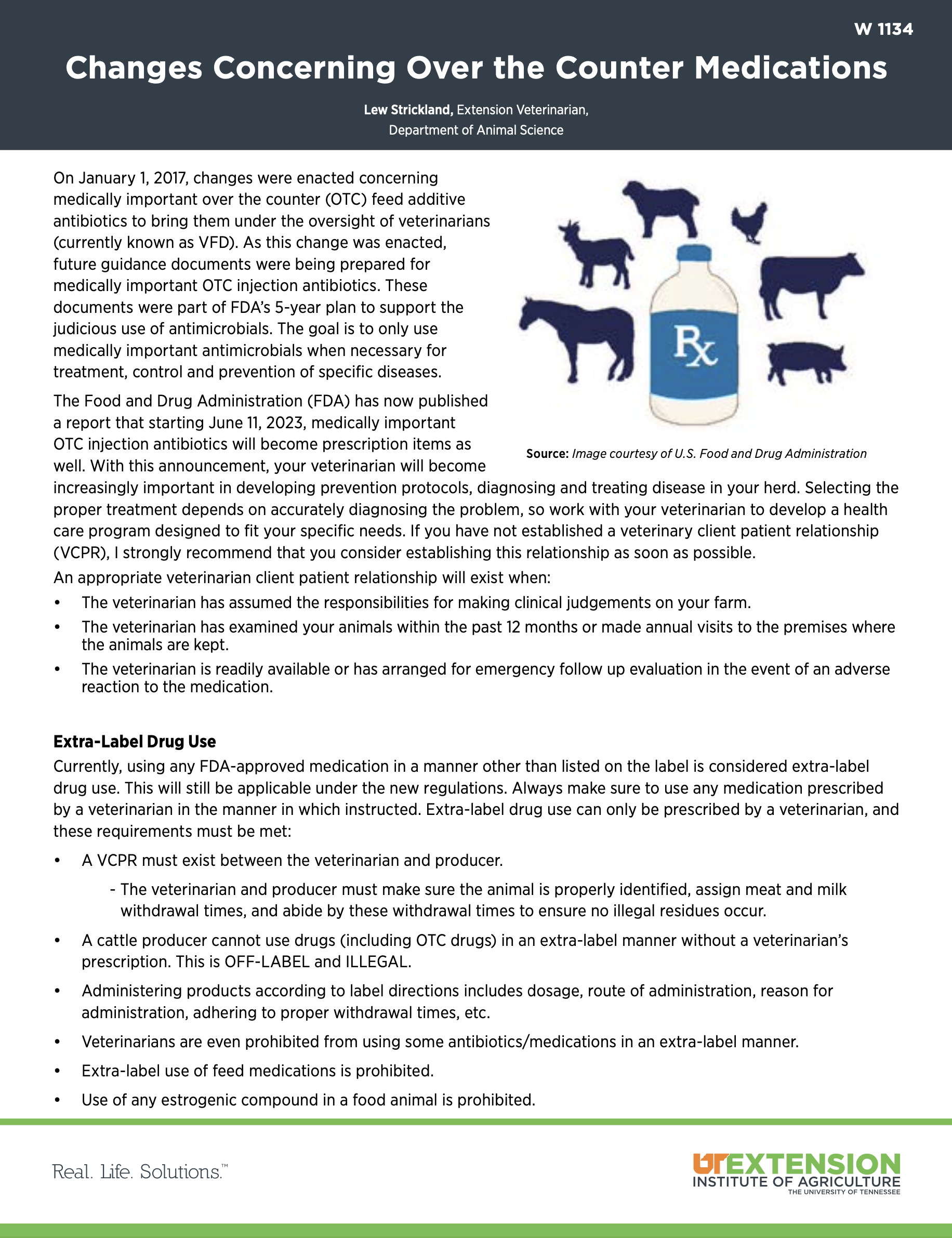 Changes Concerning OTC Medications Department of Animal Science