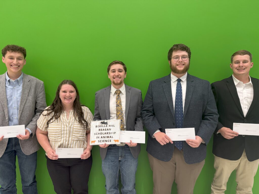 Group of students gathered together for a picture in front of a green wall